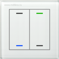 MDT BE-GTL2TW.01 Выключатель сенсорный KNX Glass Push Button II Lite 2-кнопочный, без символов, термодатчик